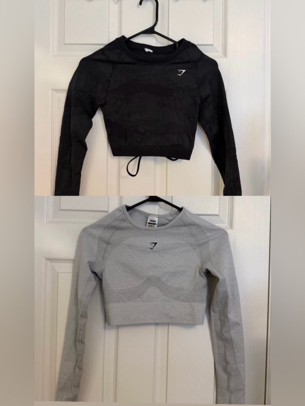 Gymshark Seamless Long Sleeve Crop Top Duo - Black & Light Gray